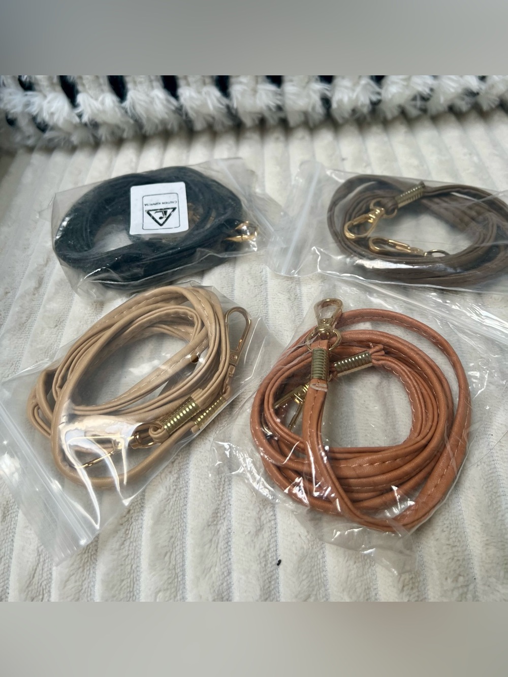 Set of Four Crossbody Straps - Tan, Beige, Black, Brown